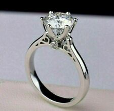 1.45Ct Round Cut Lab Created Diamond Engagement Wedding 14k White Gold FN Ring for sale  Shipping to South Africa