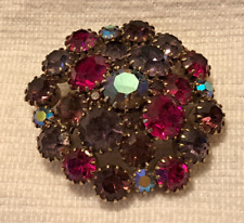 Broche vintage Karu Arke Inc rosa roxo cúpula iridescente strass comprar usado  Enviando para Brazil