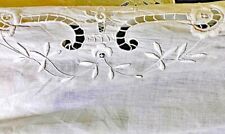 Toalha de mesa de linho bordada à mão antiga com abertura e monograma WW542 comprar usado  Enviando para Brazil