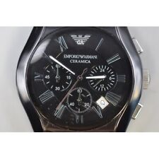 NEW GENUINE EMPORIO ARMANI CERAMICA AR1408 BLACK WITH SILVER TONE MENS WATCH for sale  Shipping to South Africa