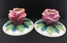 Used, Vintage Taper Candlestick Holder Figural Pink Rose Czechoslovakia Cottage for sale  Shipping to South Africa
