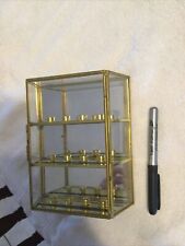 THIMBLE BRASS MIRROR GLASS DISPLAY CASE CURIO CABINET HINGED VINTAGE for sale  Hollywood