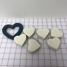 Wooden Hearts Decoration Pieces - Lot of 7 - White & Blue for sale  Shipping to South Africa