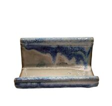 Porta-cartão de visita Studio Art Pottery esmalte gotejamento azul 4" mesa escritório  comprar usado  Enviando para Brazil