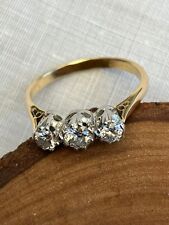 18ct Edwardian Yellow Gold 3 stone Brilliant Round Cut Diamond ring 50ct Size O for sale  Shipping to South Africa