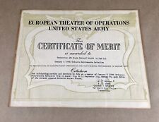 WWII 129th Ord. Maint. BN, 7th Armored Division Named Certificate Of Merit, 1944, used for sale  Shipping to South Africa