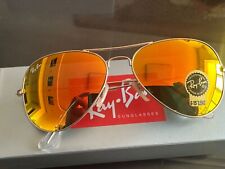 Ray-Ban Aviator Sunglasses RB3025 55-14mm Gold frame/Orange Flash Lens for sale  Shipping to South Africa