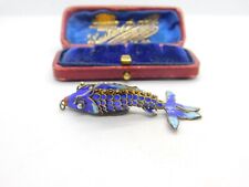 Chinese Sterling Silver & Enamel Articulated Flapping Fish Pendant Antique c1940 for sale  Shipping to South Africa