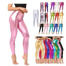 Para mujer Leggings de Cuero Sintético Brillante Metal Cintura Alta Pantalones Delgados   segunda mano  Embacar hacia Argentina