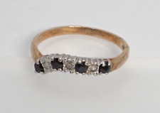 9ct Gold Ring Black Sapphire and Diamond UK Ring Size M - 9ct Yellow Gold for sale  Shipping to South Africa