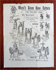 Usado, Mann's Green Bone Cutters Chicken Feed c. 1895-6 Folheto / publicidade broadside comprar usado  Enviando para Brazil