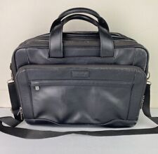Hartmann Black Leather Expandable Briefcase Laptop Shoulder Bag Carry On, used for sale  Shipping to South Africa