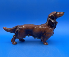 VINTAGE HUTSCHENREUTHER GERMANY PORCELAIN FIGURINE OF LONGHAIRED DACHSHUND DOG for sale  Shipping to South Africa