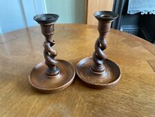pair wooden barleytwist candlesticks for sale  STREET