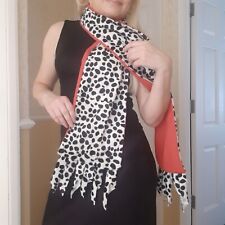 Cruella De Ville 101 Dalmatian Print Tassel Scarf Shawl Stole Wrap Fancy Dress for sale  Shipping to South Africa