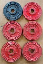 WEIDER 2kg cast iron weight plates 1 inch x6 for sale  Shipping to South Africa