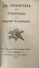 LA GEOMETRIA DEL COMPASSO-LORENZO MASCHERONI-1’ ED GALEAZZI PAVIA 1797 comprar usado  Enviando para Brazil