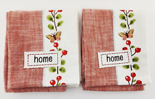 Conjunto de 2 toalhas de cozinha Kay Dee 100% algodão vermelho/branco borboletas bagas comprar usado  Enviando para Brazil