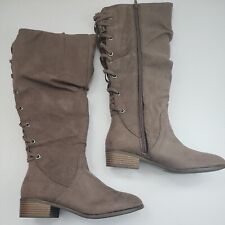 SO Othonna Faux Suede Knitted Lace Backing  Knee-High Boots Size 8 Wide Calf  for sale  Shipping to South Africa