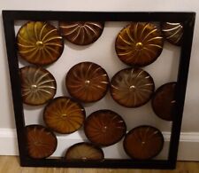 Used, 15" Square Metal Iron Wall Decor Geometric Abstract Circles Hanging Frame  EUC for sale  Shipping to South Africa