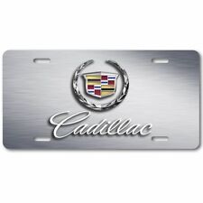 Placa de licença Cadillac Cadi inspirada em coroa de flores arte plana alumínio etiqueta aparência prata, usado comprar usado  Enviando para Brazil