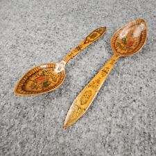 Pair of Vintage Hand Carved and Hand Painted Turkish Wooden Spoons for sale  Shipping to South Africa
