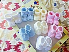 Botines de bebé azul/rosa/blanco niño/niña tejido con arco zapatos crochet cordón calcetines segunda mano  Embacar hacia Argentina