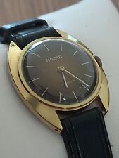 Usado, Vintage Feminino Relógio TISSOT Banhado a Ouro Caixa Mostrador Marrom comprar usado  Enviando para Brazil