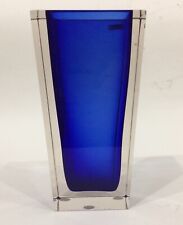 Vtg Blue Clear Glass Vase Severin Brorby Signed Hadeland 7015 S.B. 8 5/8” Tall til salgs  Frakt til Norway