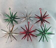 Vintage Christmas Bradford Plastic Sputnik Ornaments Lot Of 6 Red Green Silver, used for sale  Shipping to South Africa