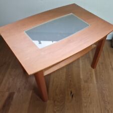Cherrywood Coffee Table Frosted Glass Insert Two Tier 73cm Bow Front Curved for sale  Shipping to South Africa