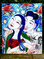 Enchanting Thai Romance: Original Oil Painting on Canvas - 100 x 80 cm, used for sale  Shipping to South Africa