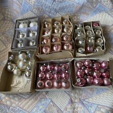 60 x Vintage Glass Christmas Baubles Xmas Tree Decorations Silver Pink 4 5 6 cm, used for sale  Shipping to South Africa