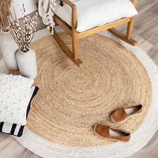 Rug Jute Natural White Handmade Braided Round Area Carpet Modern Floor Rug Mat for sale  Shipping to South Africa