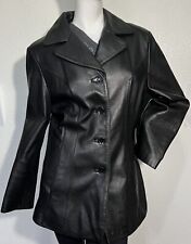 PELLE STUDIO/WILSONS Women Sz L Leather Jacket Coat Blazer Black Lined Winter for sale  Shipping to South Africa