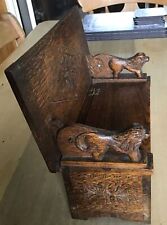 Antiga caixa de banco de madeira floresta negra monge com leões esculpidos peça interessante comprar usado  Enviando para Brazil