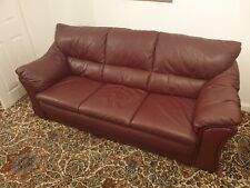 Burgundy leather sofa for sale  STOKE-ON-TRENT