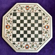 Mesa de juego de ajedrez de mármol piedras de incrustación semipreciosas hechas a mano India 13"/33 cm segunda mano  Embacar hacia Argentina