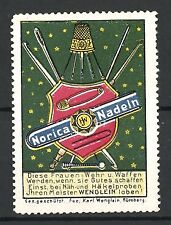 Advertising brand Norica needles, Karl Wenglein, Nuremberg, needles stuck in a Wa  for sale  Shipping to South Africa