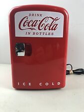 Coca-Cola Personal  Mini Fridge Cooler/Warmer Retro  120v & 12 DC  W/ PWR Cord, used for sale  Shipping to South Africa