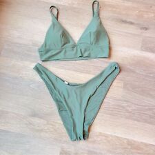 Aerie 2 Piece Longline Triangle/Super High Cut Cheekiest Bottom Set Green XL/L for sale  Shipping to South Africa