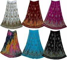 Indiano Multi tie dye Yoga Feminino Sequined Crinkle Broomstick Cigano Saia Longa  comprar usado  Enviando para Brazil