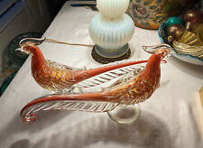 Vintage Alfredo Barbini Murano Venetian Italy Orange Bullicante Glass Pheasants for sale  Shipping to South Africa