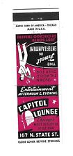 Capitol lounge matchcover for sale  Sterling Heights