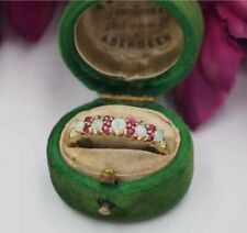 2.1Ct Fire Opal & Red Ruby Vintage Style Wedding Ring Band 14K Gold Over S925 for sale  ROTHERHAM