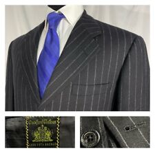 Oxxford Super 100s Wool Cashmere Chalkstripe Jacket Black Char 41L+ for sale  Shipping to South Africa