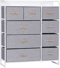 Chest of Drawers 9 Fabric Storage Drawers Wood Top Large Bedroom Dresser, Grey for sale  Shipping to South Africa
