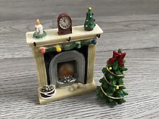 Doll House Miniature Christmas Decor Fireplace Tree Resin Hand painted Figurine  for sale  Shipping to South Africa