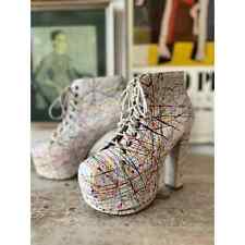 Botas coloridas Jeffrey Campbell plataforma pintura branca respingo tamanho 7 comprar usado  Enviando para Brazil