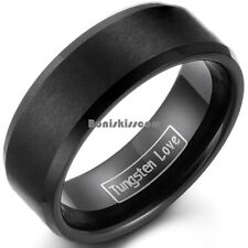 Aliança de casamento masculina feminina anel de carboneto de tungstênio preto com bordas chanfradas centrais foscas comprar usado  Enviando para Brazil